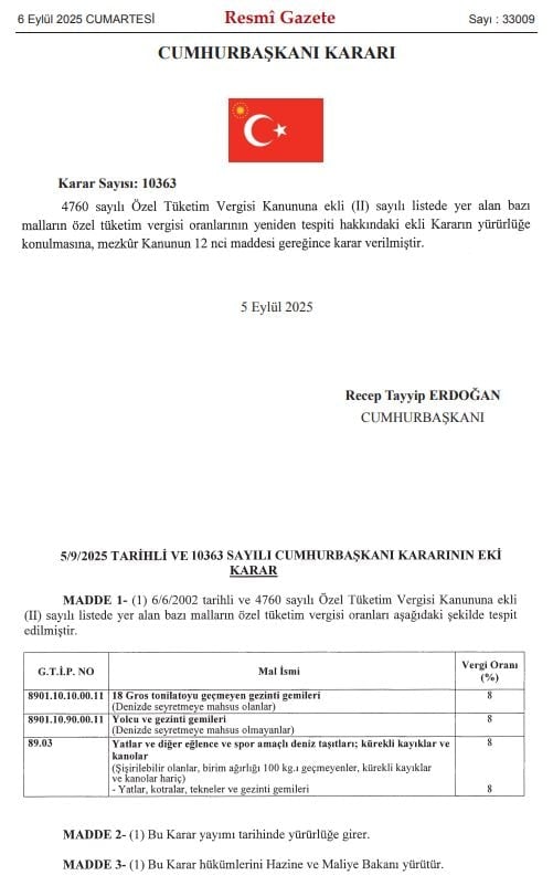 ÖTV Düzenlemesiyle Deniz Taşıtlarında Vergi Uygulaması Yeniden Şekillendi